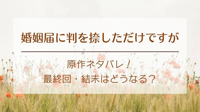 婚姻届に判を捺しただけですがの原作ネタバレ 結末と最終回は